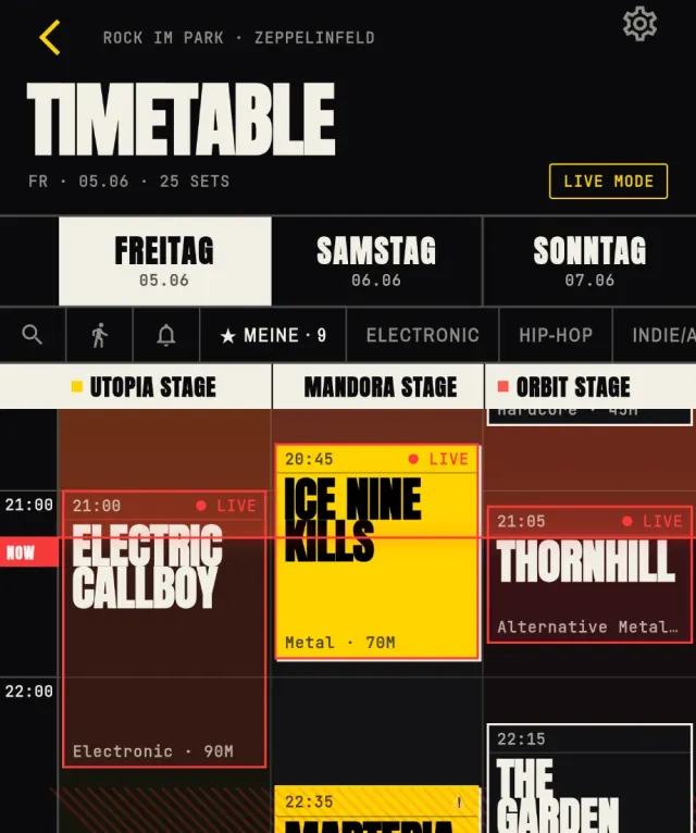 Timetable in Festivalpilot
