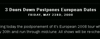 3 Doors Down verschieben Europatour – Zusammenhang mit ausstehendem Timetable für Rock im Park und Rock am Ring?