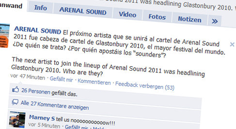 Arenal Sound greift nach „Glastonbury Headliner 2010“