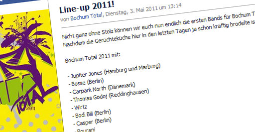 Bochum Total bestätigt erste Acts