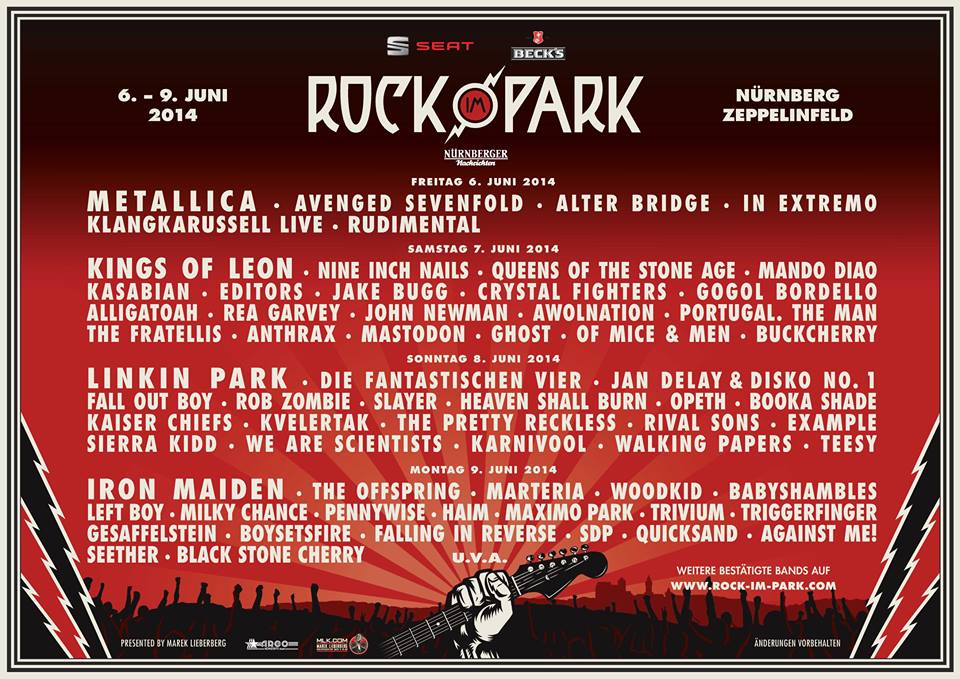 Tagesverteilung Rock im Park 2014 – Stand 21.03.2014, Quelle: MLK
