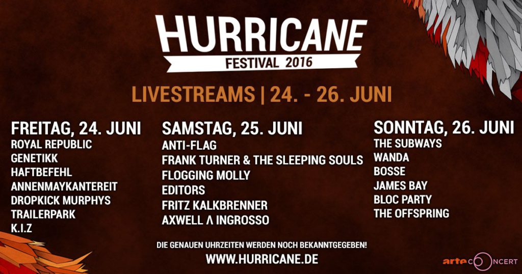 Hurricane 2016 Livestream, Bildquelle: FKP Scorpio
