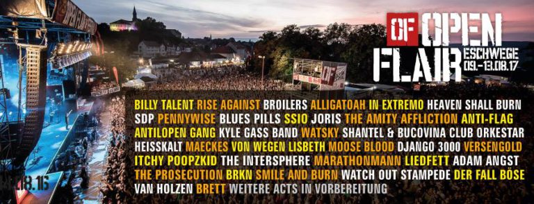 Open Flair 2017: Billy Talent, Broilers, SDP und weitere bestätigt