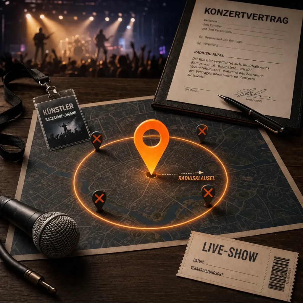 Radiusklausel erklärt, mit KI generierte Illustration