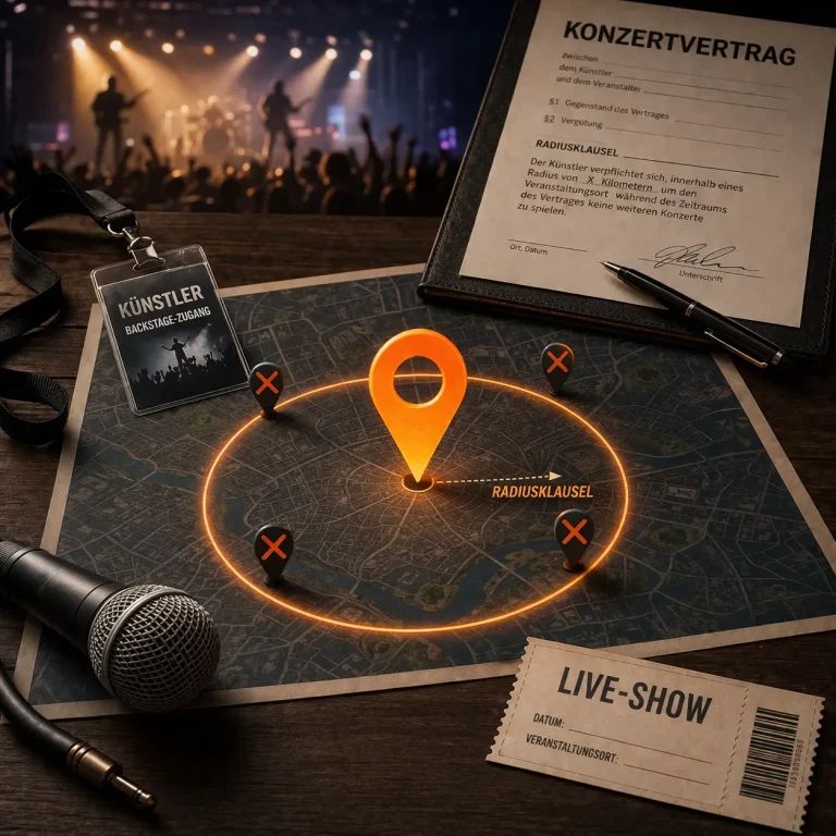Radiusklausel erklärt, mit KI generierte Illustration